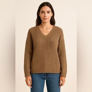 Vintage Y2K Together Tan Braided Knit Sweater Women’s Medium Fisherman Hippie